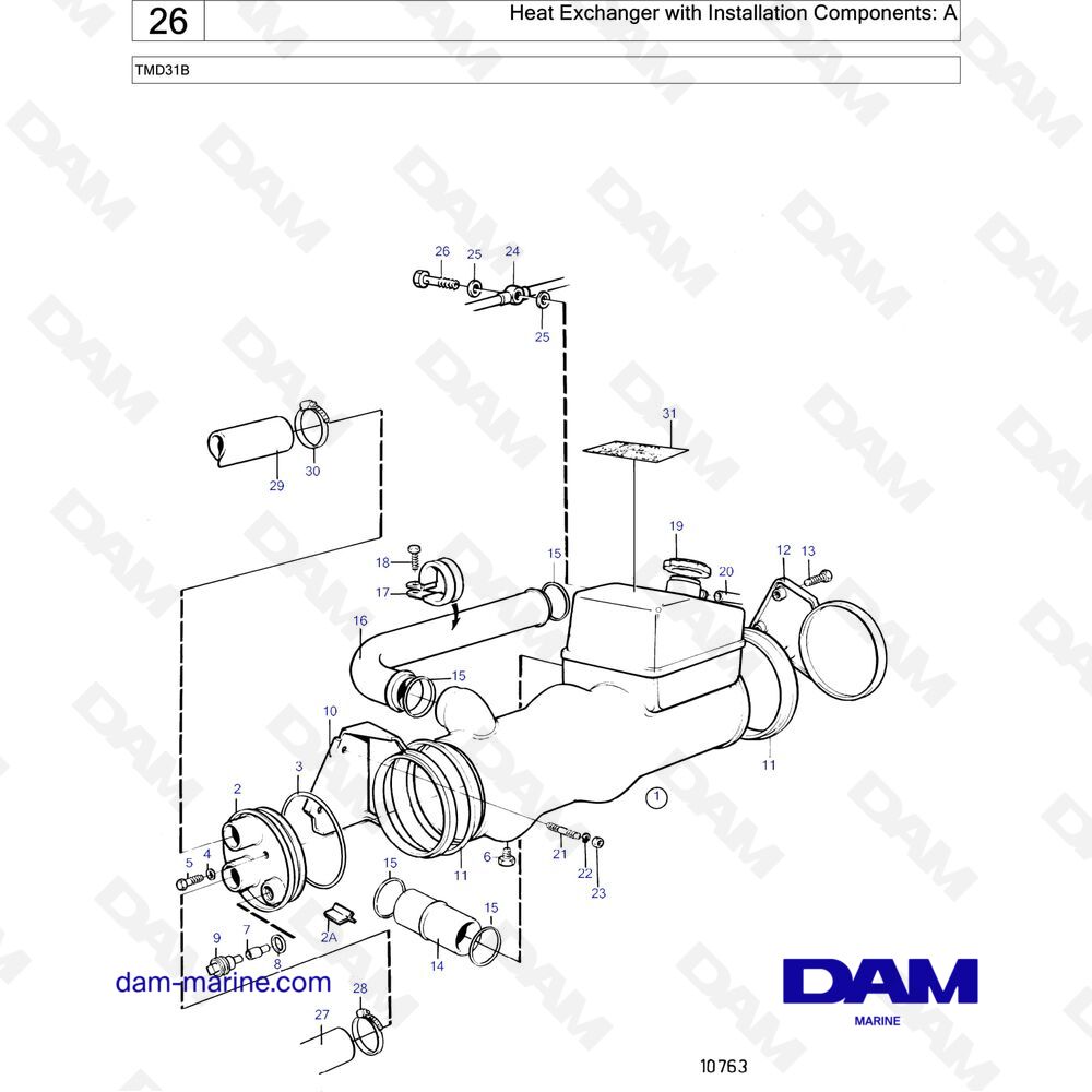 Parts and exploded views for Volvo Penta MD31A